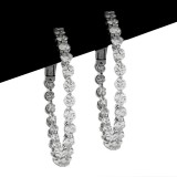 12.31 Cts. 18K White Gold All The Way Around Diamond Hoop Earrings